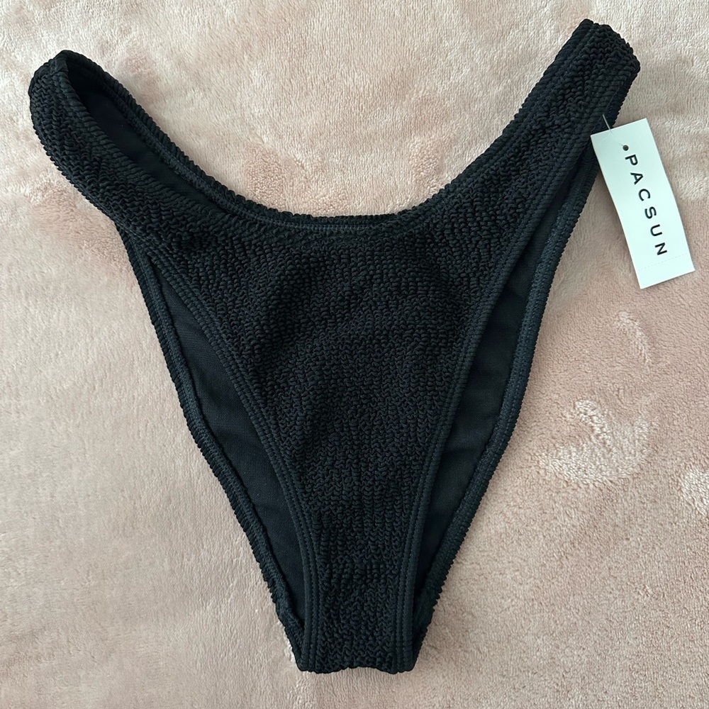 PacSun Black Scrunch High Cut Bikini Bottom